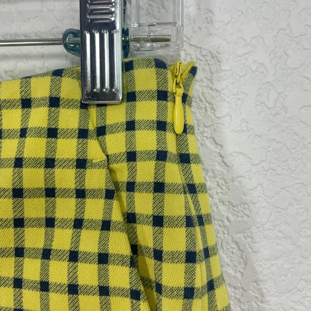 Zara Yellow / Black Check Ruffle High Rise Shorts - Picture 8 of 10